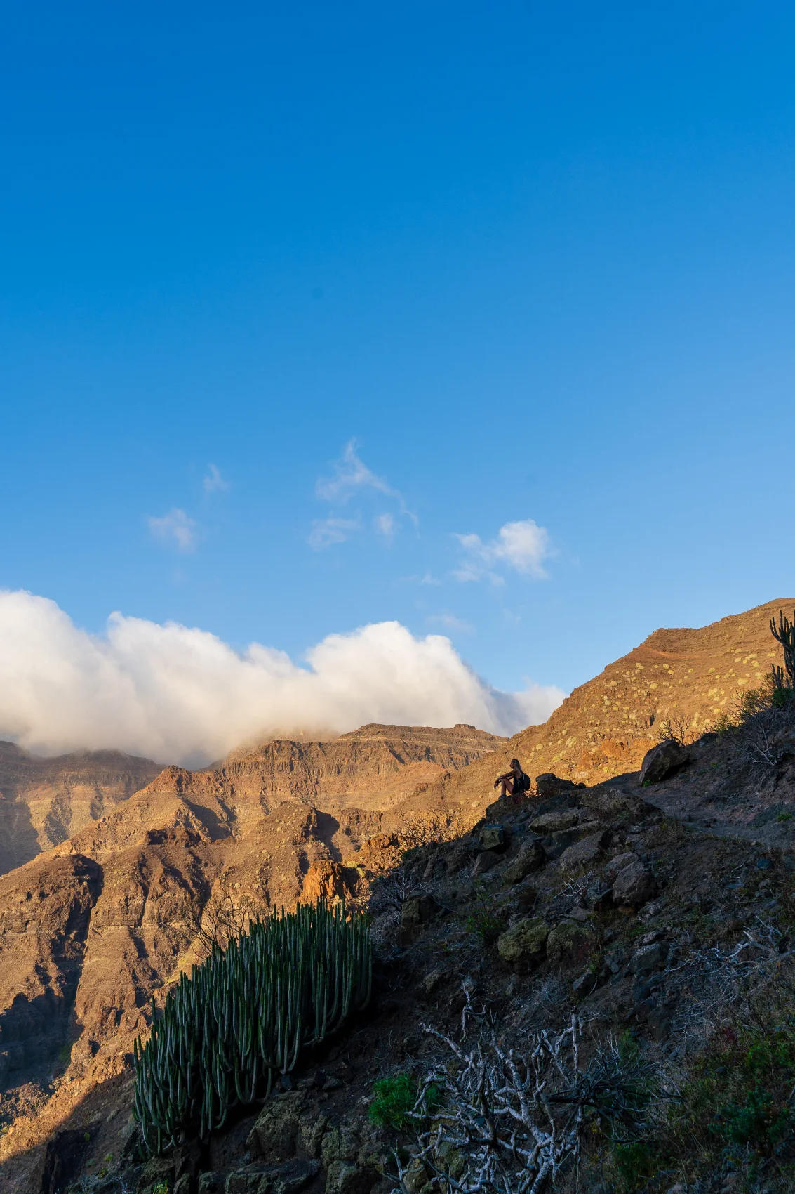 Sunlit mountain landscape in Gran Canaria